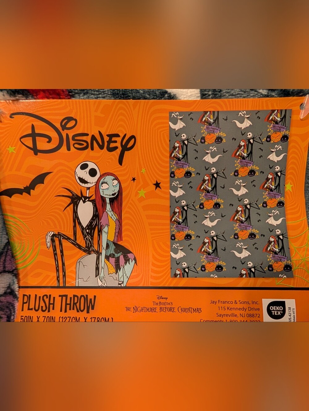Disney The Nightmare Before Christmas Jack & Sally Plush Throw – Orange